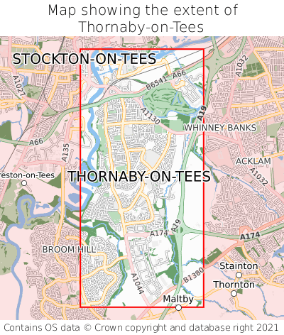 Map showing extent of Thornaby-on-Tees as bounding box