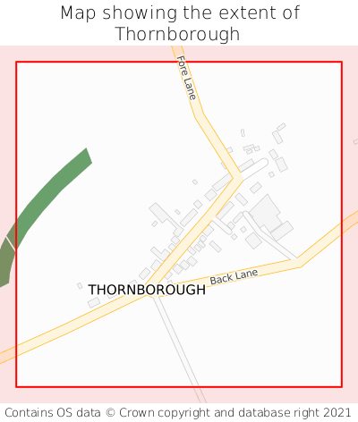 Map showing extent of Thornborough as bounding box