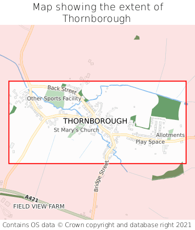 Map showing extent of Thornborough as bounding box