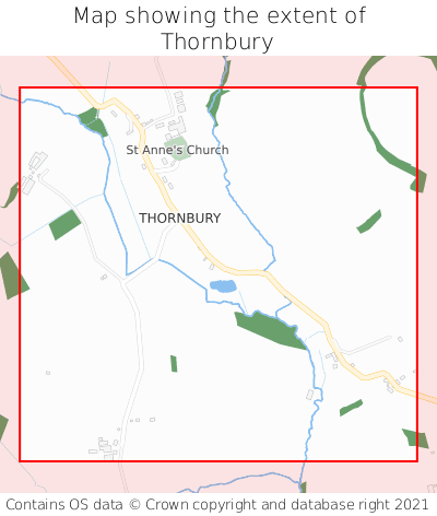 Map showing extent of Thornbury as bounding box