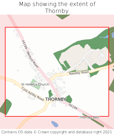 Map showing extent of Thornby as bounding box