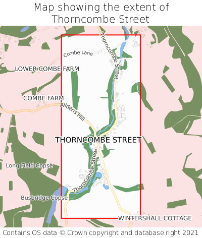 Map showing extent of Thorncombe Street as bounding box