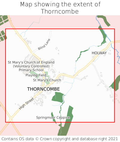 Map showing extent of Thorncombe as bounding box