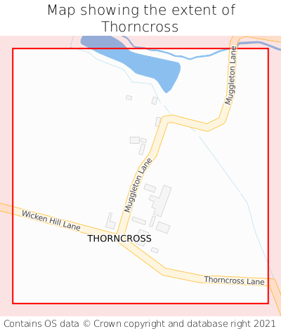 Map showing extent of Thorncross as bounding box