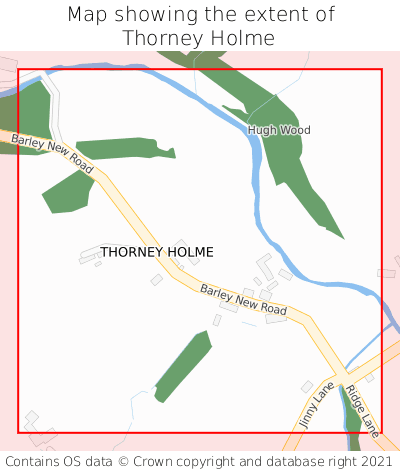 Map showing extent of Thorney Holme as bounding box