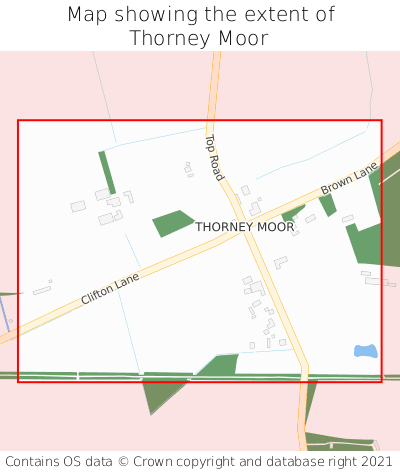 Map showing extent of Thorney Moor as bounding box