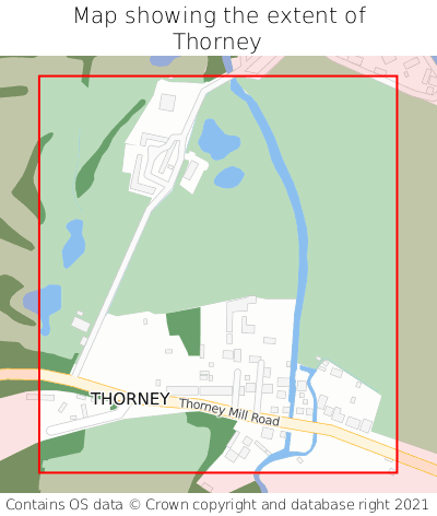 Map showing extent of Thorney as bounding box