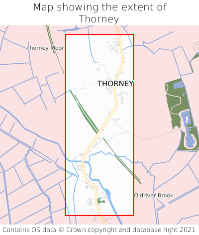 Map showing extent of Thorney as bounding box