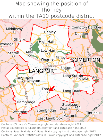 Map showing location of Thorney within TA10