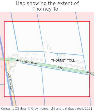 Map showing extent of Thorney Toll as bounding box