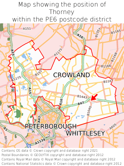 Map showing location of Thorney within PE6