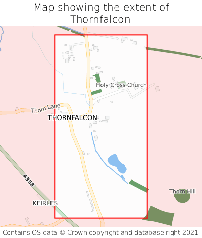 Map showing extent of Thornfalcon as bounding box