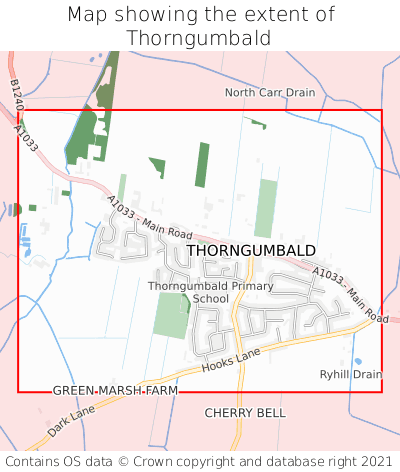 Map showing extent of Thorngumbald as bounding box