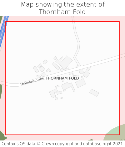 Map showing extent of Thornham Fold as bounding box