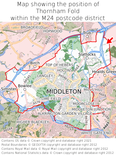 Map showing location of Thornham Fold within M24