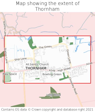Map showing extent of Thornham as bounding box