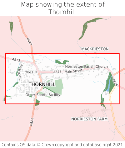 Map showing extent of Thornhill as bounding box