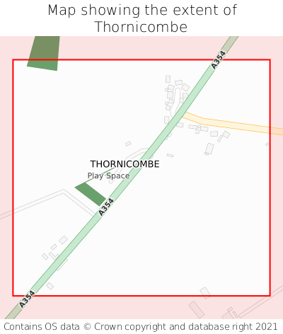 Map showing extent of Thornicombe as bounding box