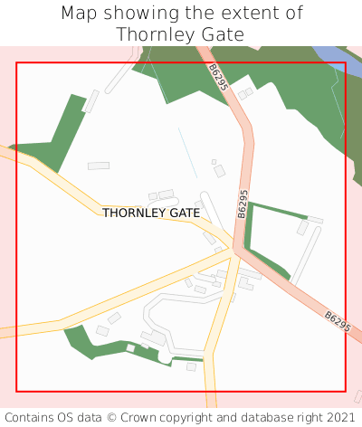 Map showing extent of Thornley Gate as bounding box