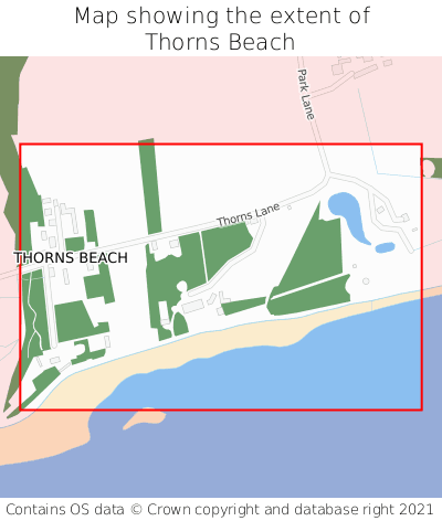 Map showing extent of Thorns Beach as bounding box