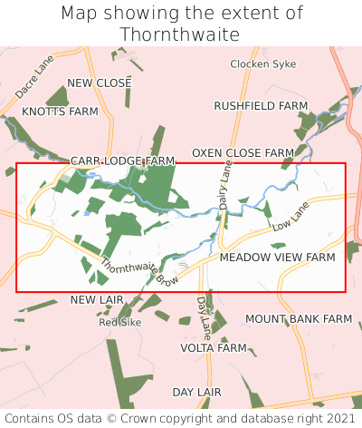 Map showing extent of Thornthwaite as bounding box