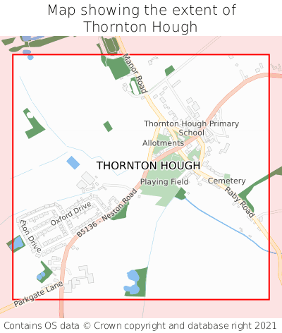 Map showing extent of Thornton Hough as bounding box