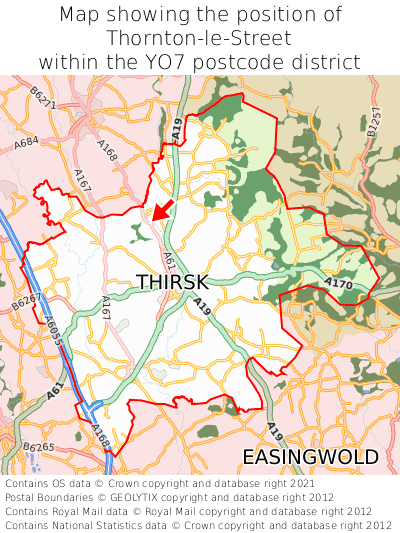 Map showing location of Thornton-le-Street within YO7