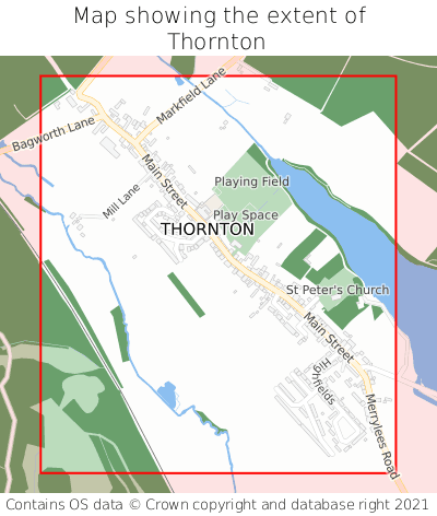 Map showing extent of Thornton as bounding box