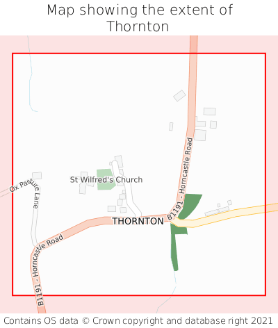 Map showing extent of Thornton as bounding box