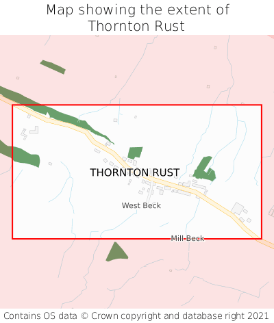 Map showing extent of Thornton Rust as bounding box