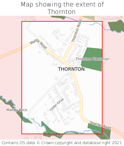 Map showing extent of Thornton as bounding box