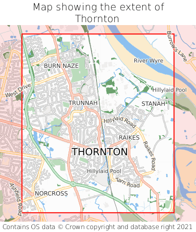 Map showing extent of Thornton as bounding box