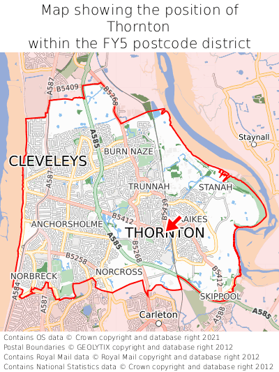Map showing location of Thornton within FY5