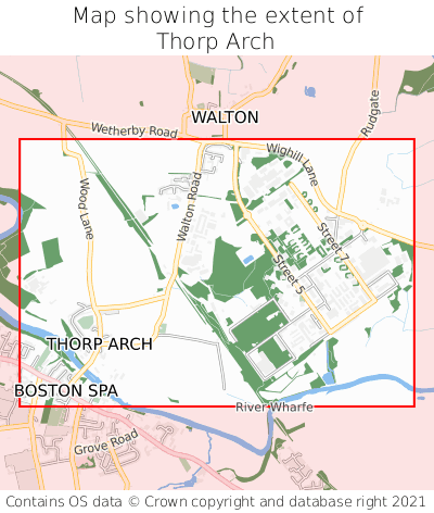 Map showing extent of Thorp Arch as bounding box