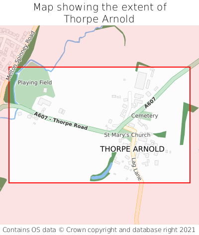 Map showing extent of Thorpe Arnold as bounding box