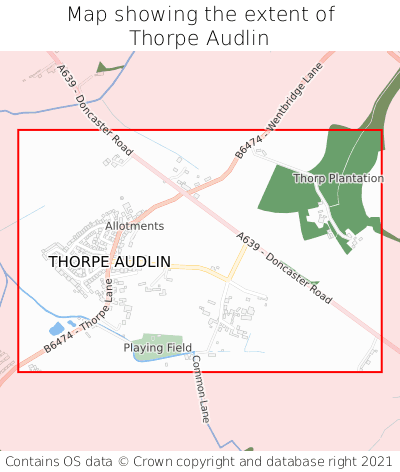 Map showing extent of Thorpe Audlin as bounding box