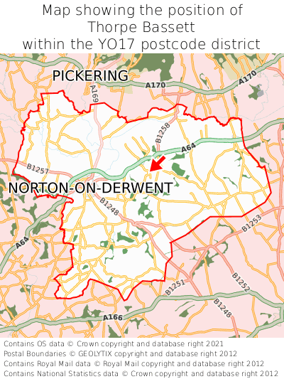 Map showing location of Thorpe Bassett within YO17