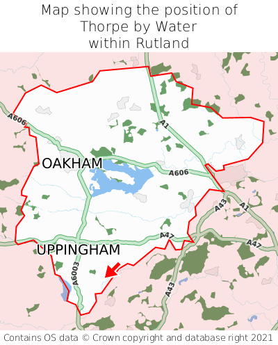 Map showing location of Thorpe by Water within Rutland