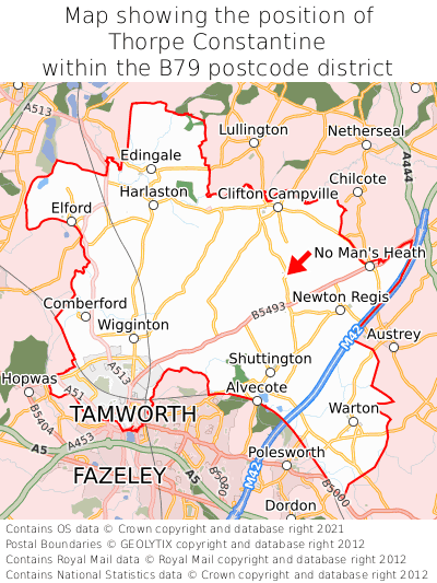 Map showing location of Thorpe Constantine within B79
