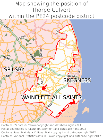 Map showing location of Thorpe Culvert within PE24