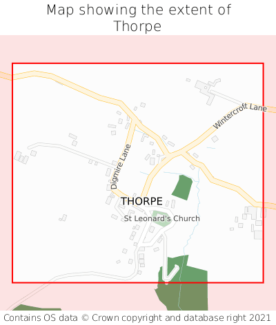 Map showing extent of Thorpe as bounding box