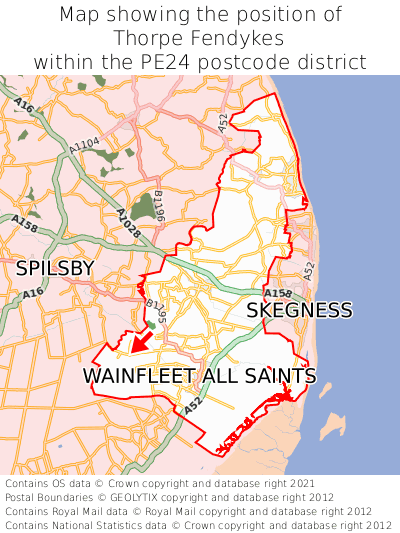 Map showing location of Thorpe Fendykes within PE24
