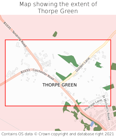 Map showing extent of Thorpe Green as bounding box
