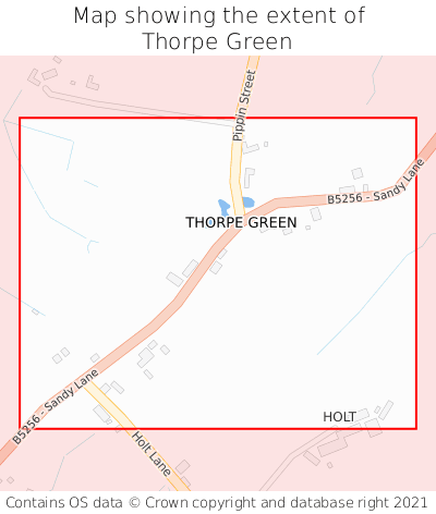 Map showing extent of Thorpe Green as bounding box