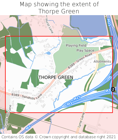 Map showing extent of Thorpe Green as bounding box