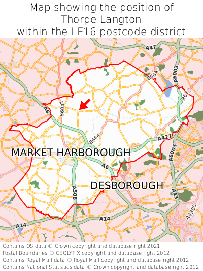Map showing location of Thorpe Langton within LE16
