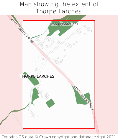 Map showing extent of Thorpe Larches as bounding box