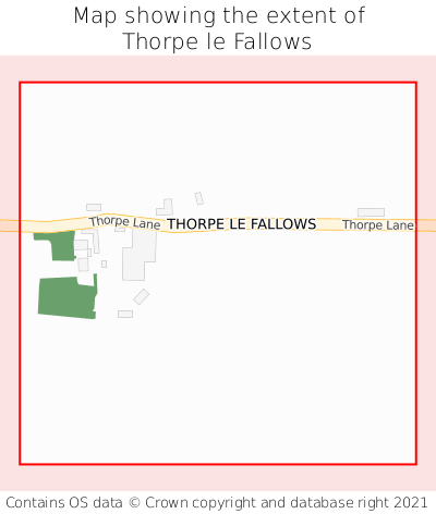 Map showing extent of Thorpe le Fallows as bounding box