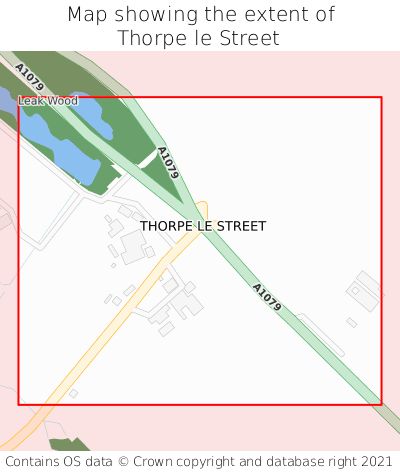 Map showing extent of Thorpe le Street as bounding box