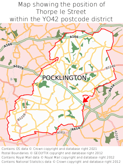 Map showing location of Thorpe le Street within YO42